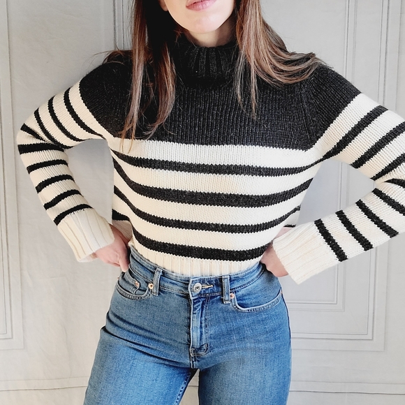 Zara Sweaters - NWOT Zara Crop Stripe Turtleneck Sweater
